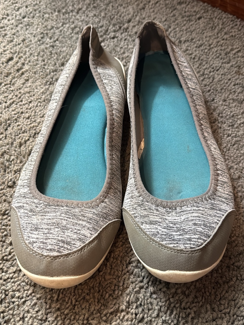 Women's Gray Knit Casual Ballet Flats - Comfortable Everyday Slip-Ons